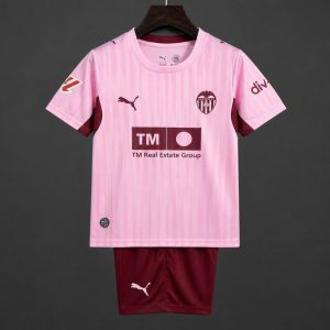26 27 Kids Valencia CF Third Pink Kits Jersey - Front