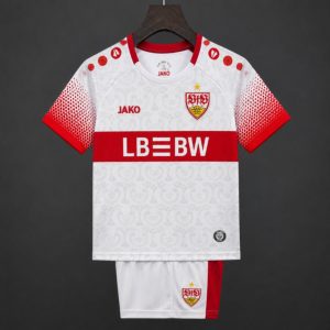26 27 Kids VfB Stuttgart Home White Red Jersey - Front