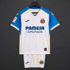 26 27 Kids Villarreal CF Away White Blue Jersey - Front