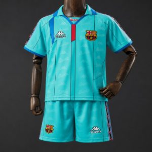 96 97 Kids Barcelona Away Retro Kit Jersey Size 16-28 - Front