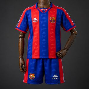 96 97 Kids Barcelona Home Retro Kit Jersey Size 16-28 - Front