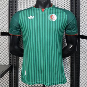 Player Version 2026 Algeria Home Green with Vertical Stripe Pattern Jersey - Front