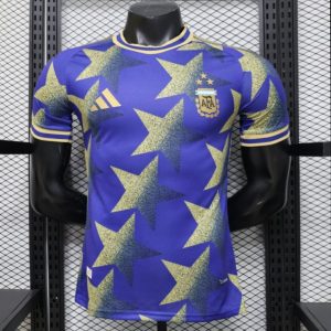 Player Version 2026 Argentina AFA Adidas Special Edition Royal Blue Gold Star Print Champions Jersey - Front