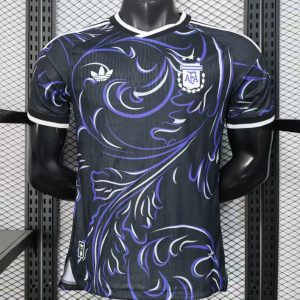 Player Version 2026 Argentina Third Black with Artistic Swirl Pattern Jersey - Front