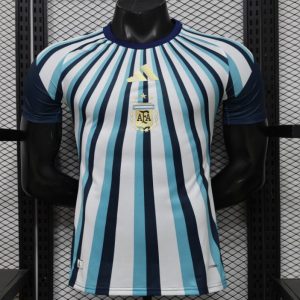 Player Version 2026 Argentina White Light Blue Dark Blue Radial Stripe Special Edition Jersey - Front