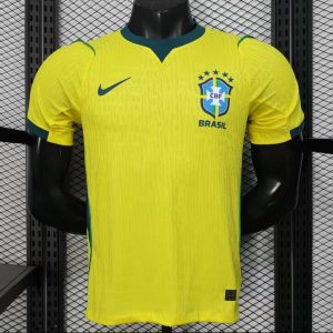 Player Version 2026 Brazil Home Yellow with Vertical Stripe Pattern Jersey - Front