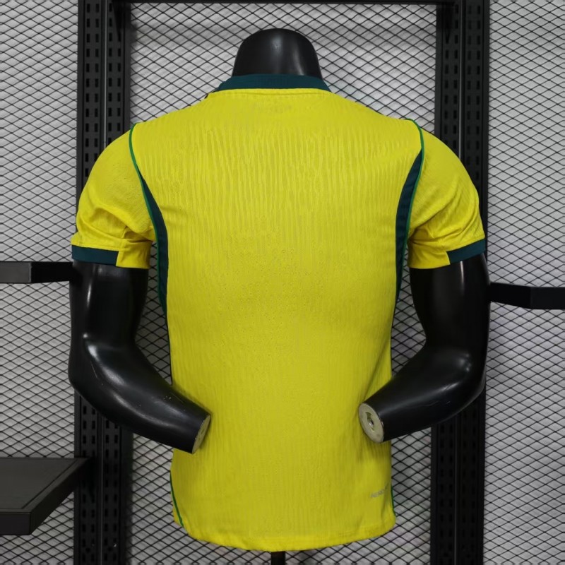 player version 2026 brazil home yellow with vertical stripe pattern jersey back Player Version 2026 Brazil Home Yellow with Vertical Stripe Pattern Jersey - Back