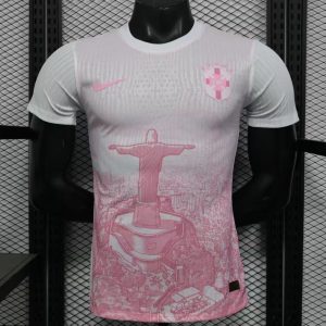 Player Version 2026 Brazil Special Edition White with Christ the Redeemer Pink Pattern Jersey - Front