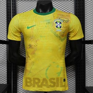 Player Version 2026 Brazil Yellow with Green Ink Splash Special Edition Home Jersey - Front