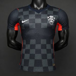 Player Version 2026 Croatia Dark Black with Dark Checkered Pattern Jersey - Front