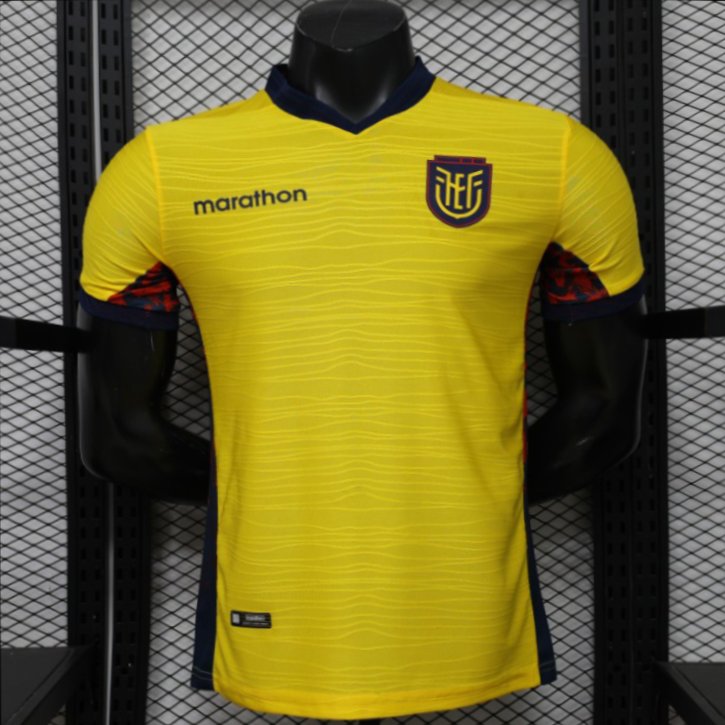 player version 2026 ecuador yellow with tonal wave home jersey front Player Version 2026 Ecuador Yellow with Tonal Wave Home Jersey - Front