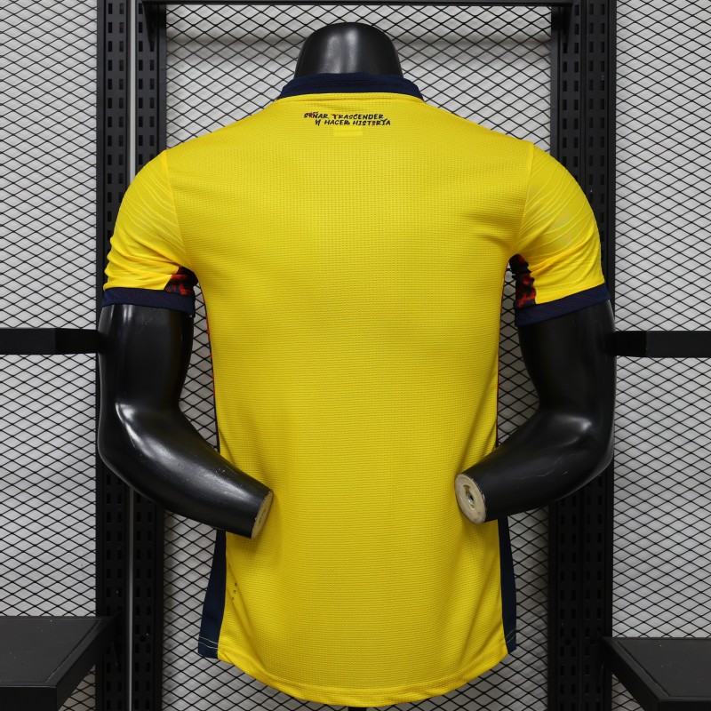 player version 2026 ecuador yellow with tonal wave home jersey back Player Version 2026 Ecuador Yellow with Tonal Wave Home Jersey - Back