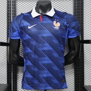 Player Version 2026 France Home Blue with Diagonal Brushstroke Stripe Polo Collar Jersey - Front