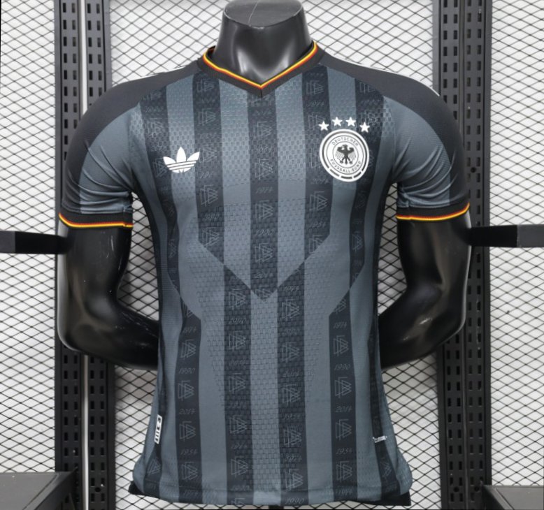 player version 2026 germany dark grey with championship years stripe graphic jersey front Player Version 2026 Germany Dark Grey with Championship Years Stripe Graphic Jersey - Front