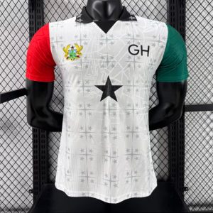 Player Version 2026 Ghana White with Black Star and Red-Green Sleeves Jersey - Front