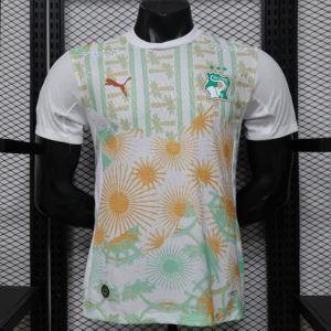 Player Version 2026 Ivory Coast Away White with Tropical Sunflower Print Jersey - Front