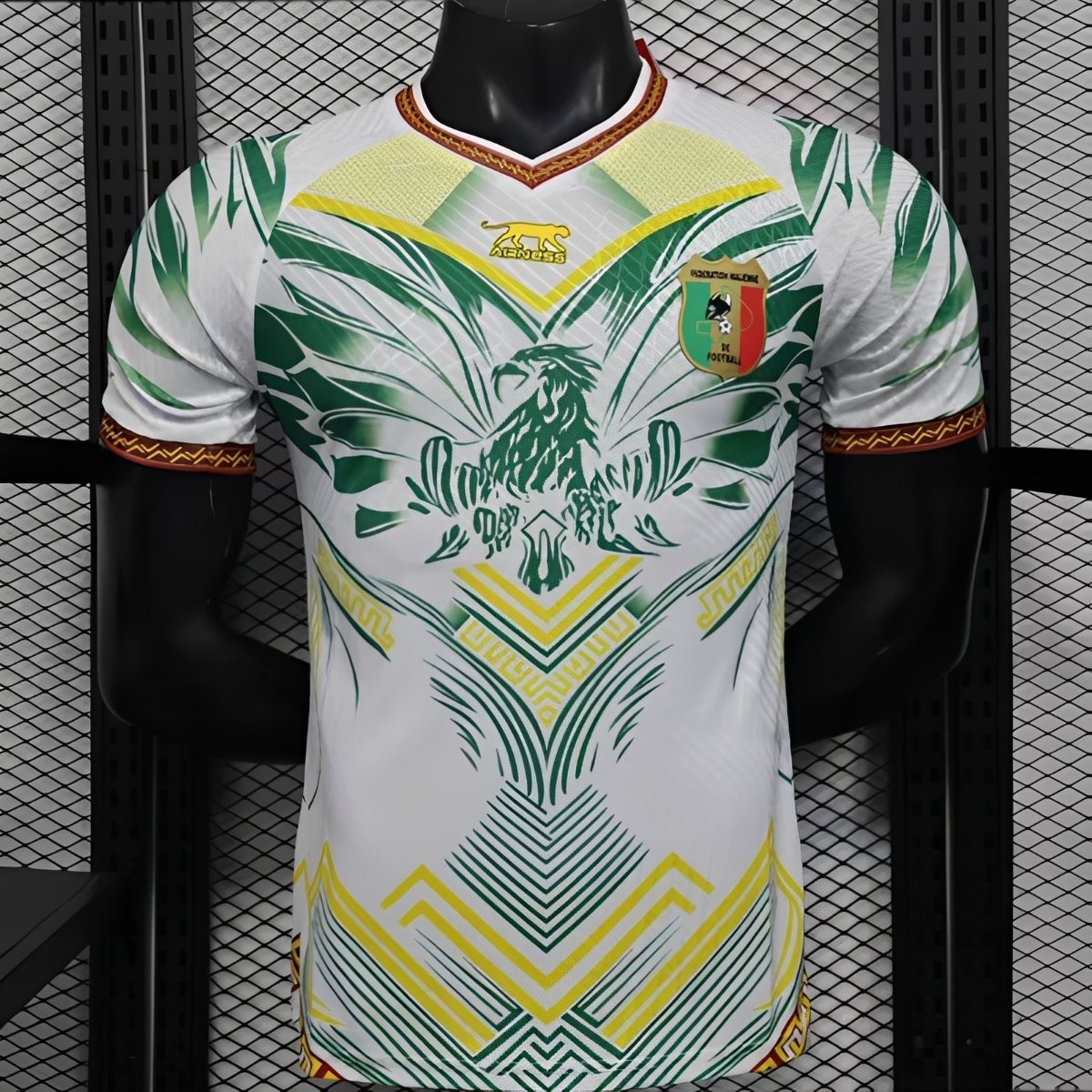 player version 2026 mali away white with eagle pattern jersey front Player Version 2026 Mali Away White with Eagle Pattern Jersey - Front