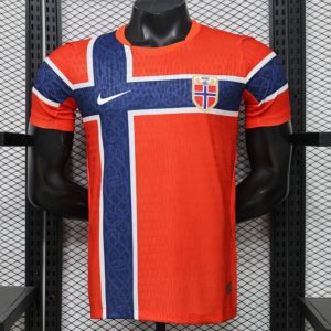 Player Version 2026 Norway Red & Blue with Flag Cross Pattern Home Jersey - Front