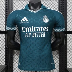 Player Version 2026 Real Madrid × Louis Vuitton Teal LV Monogram Adidas Collab Special Edition Jersey - Front