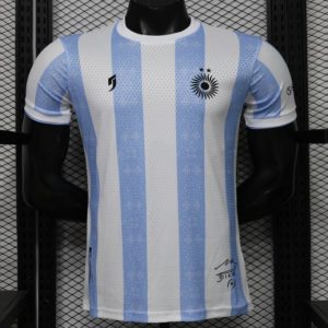 New arrivals Player Version 2027 Argentina Home White & Light Blue Stripe Maradona Tribute Jersey - Front