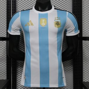 Player Version 2027 Argentina Home White & Light Blue Stripes with FIFA World Cup Champion Badge Jersey - Front