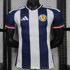 Player Version 2027 Scotland Away White Navy Vertical Stripes Jersey - Front
