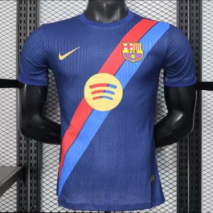 Player Version 25 26 Barcelona Blue with Red and Light Blue Diagonal Stripe Jersey - Front