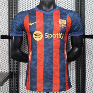 Player Version 25 26 Barcelona Home Blue Red Stripes Jersey with Spotify Sponsor - Front
