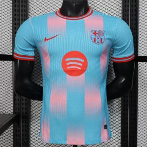 Player Version 25 26 Barcelona Sky Blue with Pink Gradient Stripe Jersey - Front