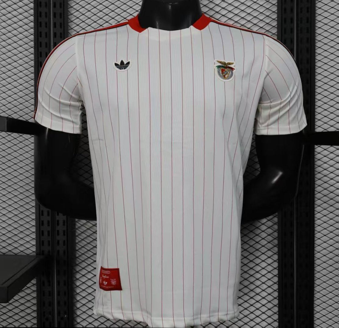 player version 25 26 benfica white casual jersey front Player Version 25 26 Benfica White Casual Jersey - Front