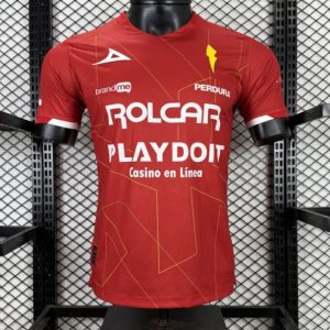 Player Version 25 26 Club Necaxa away Red with Gold Geometric Lightning Pattern Jersey - Front
