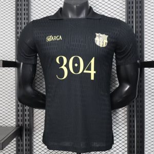 Player Version 25 26 FC Barcelona BLACK Jersey With 304 Sponsor - Front