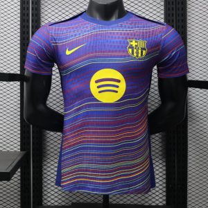 Player Version 25 26 FC Barcelona Blue with Colorful Wave Stripes Jersey - Front
