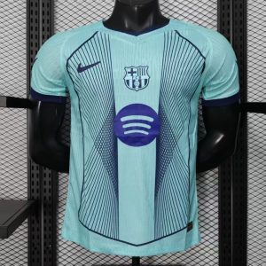 Player Version 25 26 FC Barcelona Light Blue with Vertical Pinstripe Pattern Jersey - Front