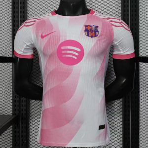 Player Version 25 26 FC Barcelona Pink White with Diagonal Stripe Pattern Jersey - Front