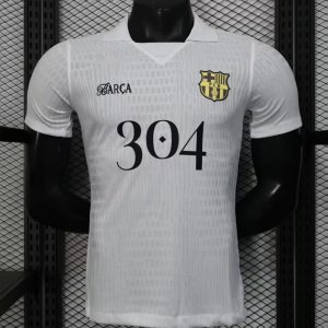 Player Version 25 26 FC Barcelona White Jersey With 304 Sponsor - Front
