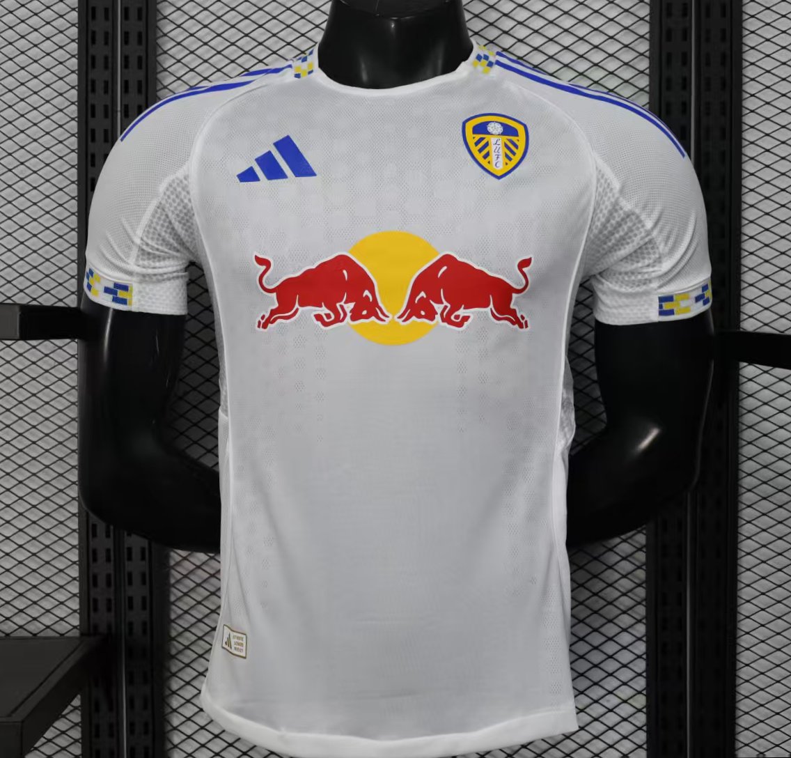 player version 25 26 leeds united home jerey front Player Version 25 26 Leeds United Home Jerey - Front