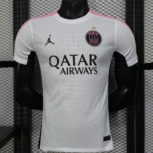 Player Version 25 26 Paris Saint-Germain White with Pink Trim Jersey - Front