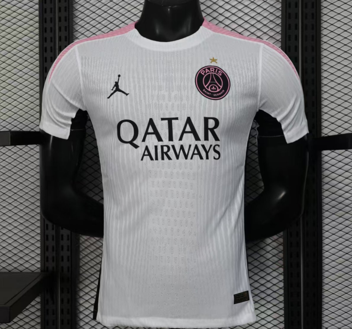 player version 25 26 paris saint germain white with pink trim jersey front Player Version 25 26 Paris Saint-Germain White with Pink Trim Jersey - Front