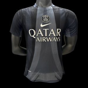 Player Version 25 26 PSG Black with Vertical Stripe Pattern Jersey - Front