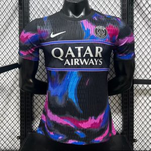 Player Version 25 26 PSG Paris Saint-Germain Black Pink Blue Special Edition Soccer Jersey - Front