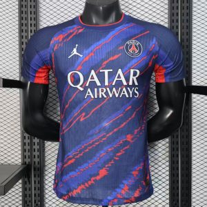Player Version 25 26 PSG Paris Saint-Germain Blue with Red Lightning Pattern Jersey - Front