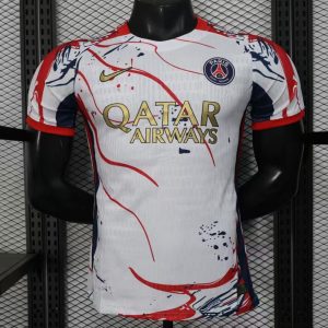 Player Version 25 26 PSG Paris Saint-Germain White with Abstract Art Pattern Jersey - Front