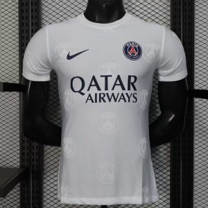 Player Version 25 26 PSG White with Embossed PSG Badge Pattern Jersey - Front