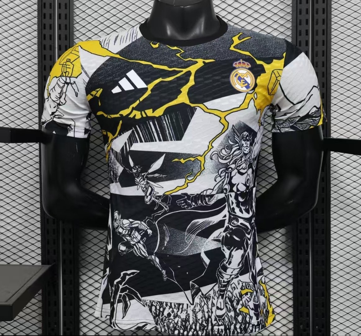 player version 25 26 real madrid avengers white pre match jersey front Player Version 25 26 Real Madrid Avengers White Pre-Match Jersey - Front