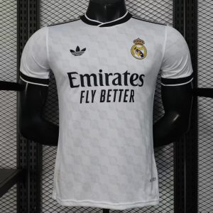 Player Version 25 26 Real Madrid White with Geometric Pattern Jersey - Front