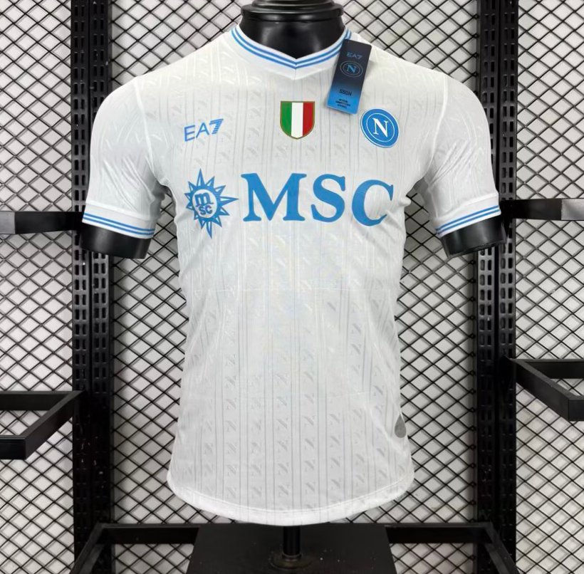 player version 25 26 ssc napoli champion away white jersey front Player Version 25 26 SSC Napoli Champion Away White Jersey - Front