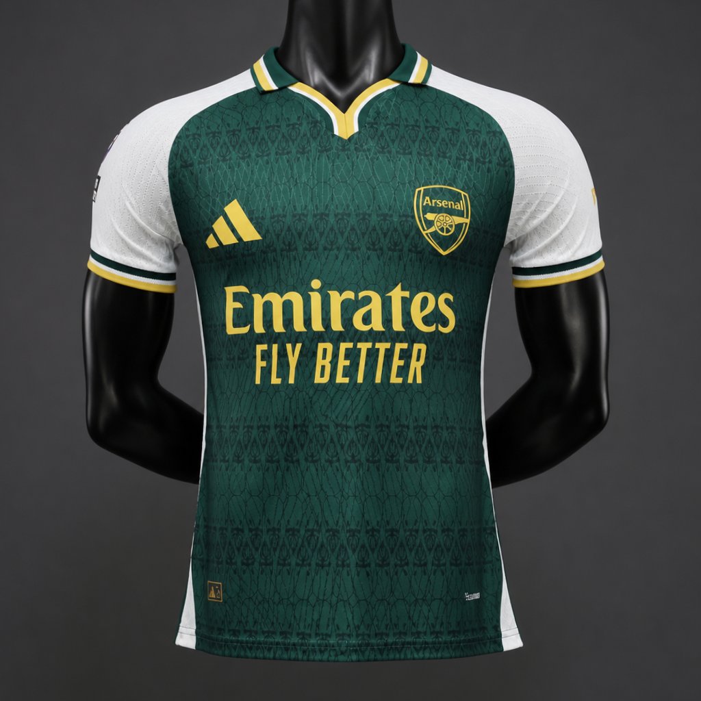 player version 26 27 arsenal green & white special edition jersey front Player Version 26 27 Arsenal Green & White Special Edition Jersey - Front