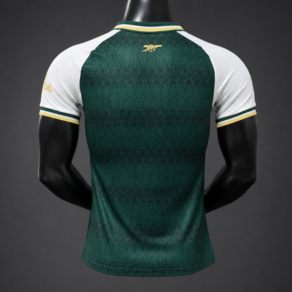 player version 26 27 arsenal green & white special edition jersey back Player Version 26 27 Arsenal Green & White Special Edition Jersey - Back