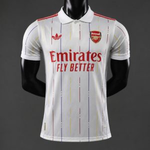 New arrivals Player Version 26 27 Arsenal White Stripe Pre-Match Jersey - Front